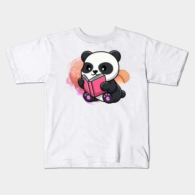 Cute Panda Reading Moment - Adorable Panda - Kawaii Panda Kids T-Shirt by Suga Collection